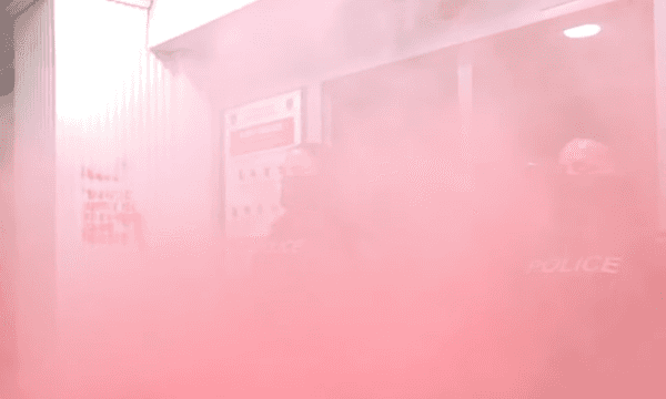 KRC is covered with red smoke