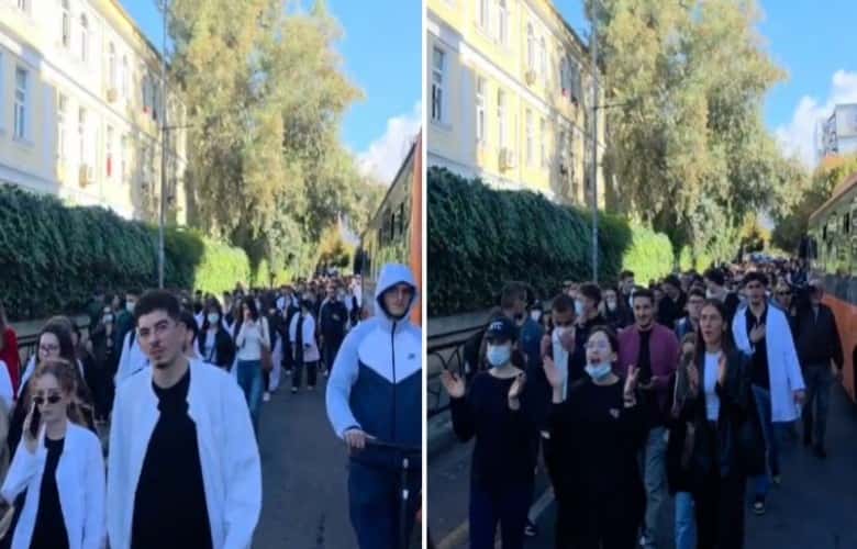 Students continue protest before prime minister in Tirana